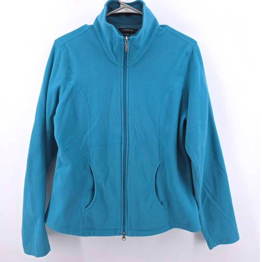 Lands End Kids T100 Thermacheck Fleece Full Zip Jacket Medium 10 12